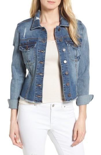 Women's Kut From The Kloth Kara Ripped Denim Jacket - Blue