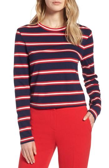 Women's Halogen Stripe Knit Top, Size - Blue