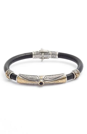 Men's Konstantino Stavros Leather Bracelet With Onyx