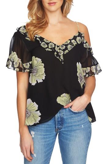 Women's 1.state Mixed Print Blouse, Size - Black
