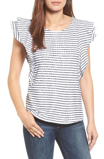 Women's Caslon Ruffle Sleeve French Terry Tee - Blue
