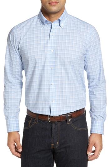 Men's Peter Millar Collection Starry Night Tailored Fit Melange Check Sport Shirt - Blue