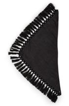 Women's Saint Laurent Triangle Wool Knot Fringe Scarf, Size - Black
