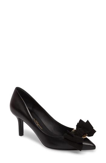 Women's Salvatore Ferragamo A Bow Pointy Toe Pump, Size 6 B - Black