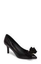 Women's Salvatore Ferragamo A Bow Pointy Toe Pump, Size 6 B - Black