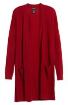 Women's Halogen Rib Knit Wool & Cashmere Cardigan, Size - Red