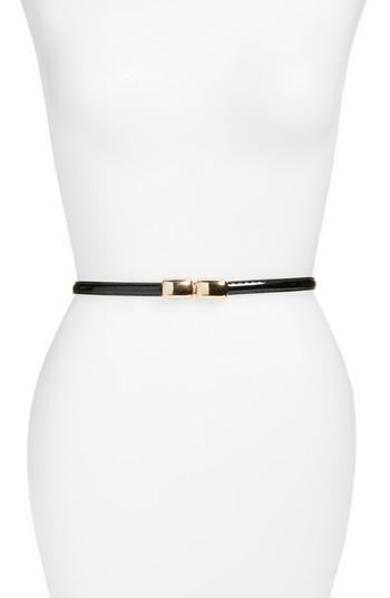 Women's Elise M. Lila Faux Patent Leather Skinny Belt