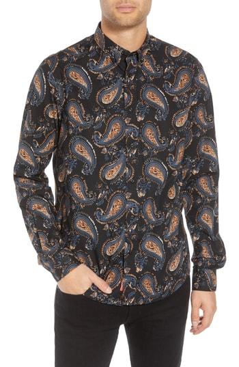 Men's Scotch & Soda Regular Fit Paisley Sport Shirt - Black