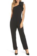 Women's Eliza J One-shoulder Ruffle Jumpsuit (similar To 14w) - Black