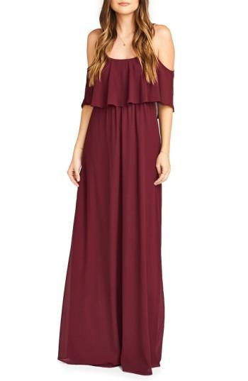 Women's Show Me Your Mumu Caitlin Cold Shoulder Chiffon Gown, Size - Red