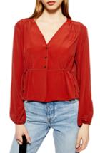 Women's Topshop Ella Side Tie Blouse Us (fits Like 16-18) - Metallic