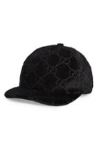 Women's Gucci Logo Embroidered Velvet Baseball Cap - Black