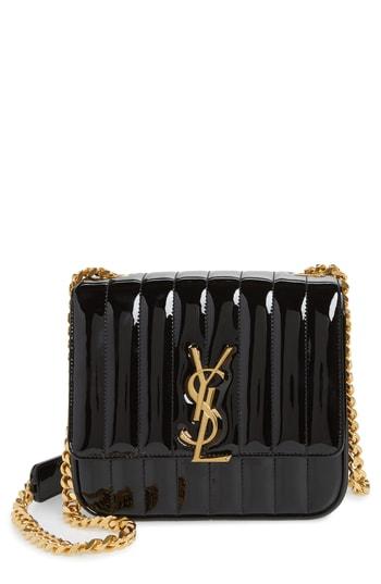 Saint Laurent Medium Vicky Patent Leather Crossbody Bag - Black
