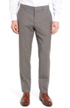 Men's Boss Genesis Flat Front Check Wool Trousers R - Brown