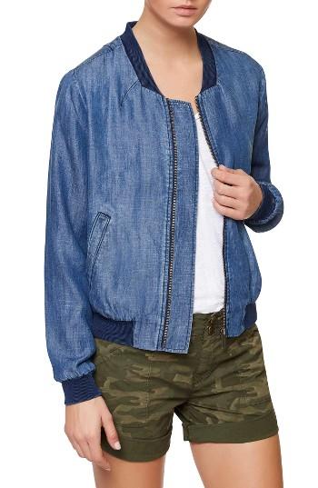 Women's Sanctuary Blue Chambray Bomber Jacket