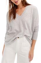 Women's J.crew V-neck Boyfriend Cashmere Sweater, Size - Grey