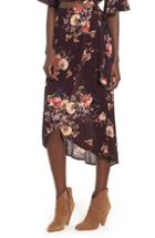 Women's Band Of Gypsies Floral Print Midi Wrap Skirt