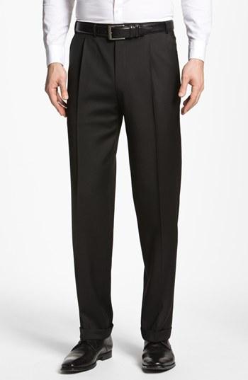 Men's Canali Pleated Trousers Eu - Black