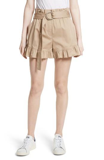 Women's Cinq A Sept Braxton Ruffle Khaki Shorts