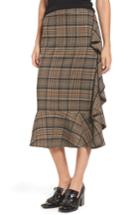Women's Leith Ruffle Plaid Midi Skirt