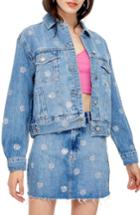 Women's Topshop Diamante Sport Denim Jacket Us (fits Like 0) - Blue