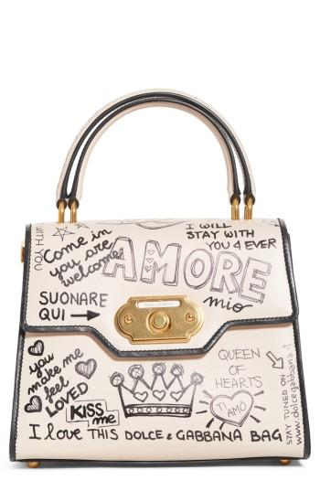 Dolce & Gabbana Medium Welcome Leather Satchel - Ivory