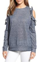 Women's Caslon Ruffle Trim Cold Shoulder Sweatshirt - Blue