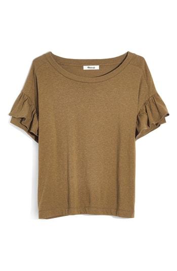 Women's Madewell Ruffle Sleeve Tee, Size - Green