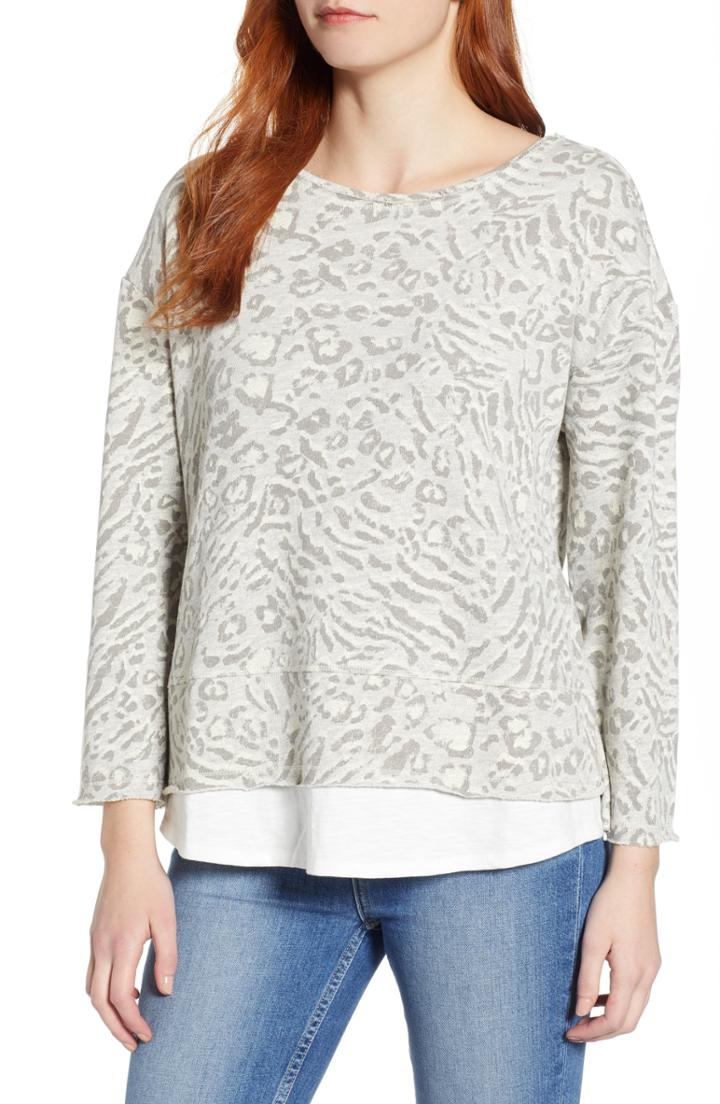 Women's Wit & Wisdom Animal Print Layered Top - Grey