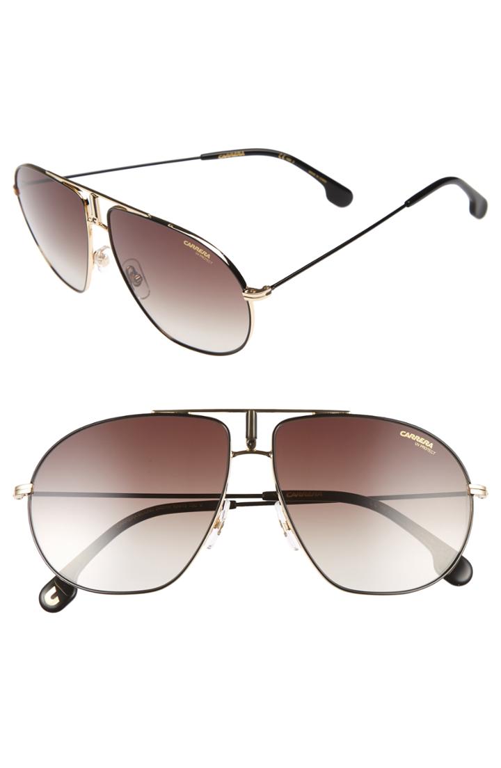 Men's Carrera Eyewear Bounds 60mm Gradient Aviator Sunglasses - Black Gold