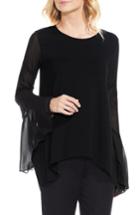 Women's Vince Camuto Mix Media Bell Sleeve Blouse - Black