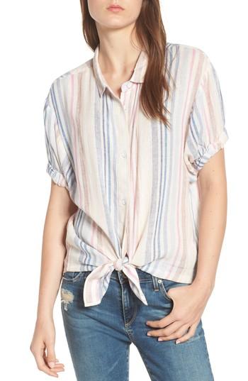 Women's Splendid Multistripe Tie Front Top - Blue