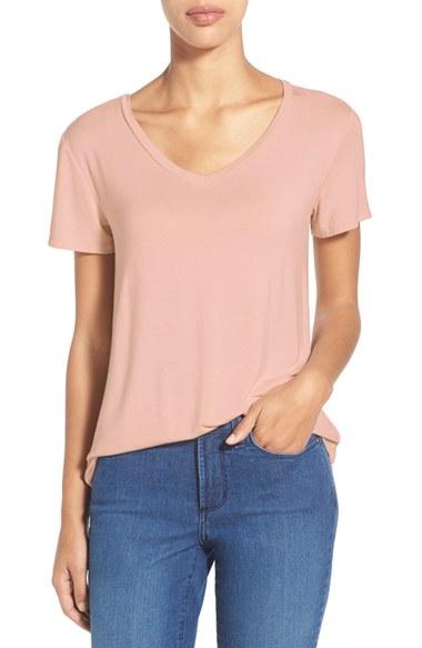 Women's Halogen Modal Jersey V-neck Tee - Pink
