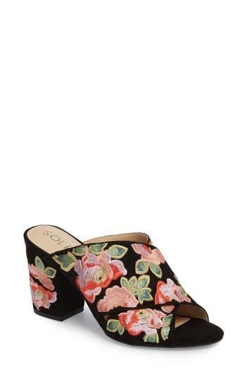 Women's Sole Society Luella Flower Embroidered Slide M - Black