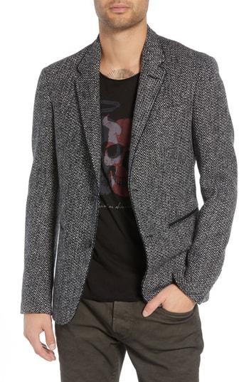 Men's John Varvatos Star Usa Piped Tweed Wool Blend Sport Coat - Black