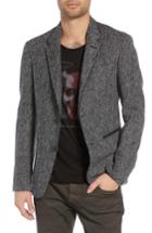 Men's John Varvatos Star Usa Piped Tweed Wool Blend Sport Coat - Black