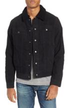 Men's Ag The Dart Corduroy Jacket With Genuine Shearling Collar - Black