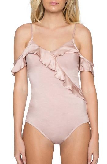 Women's Willow & Clay Ruffle Off The Shoulder Bodysuit - Pink