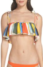 Women's Tory Burch Balloon Stripe Flounce Bikini Top - Orange