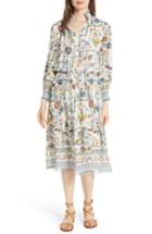 Women's Tory Burch Waverly Floral Print Silk Midi Dress - Ivory