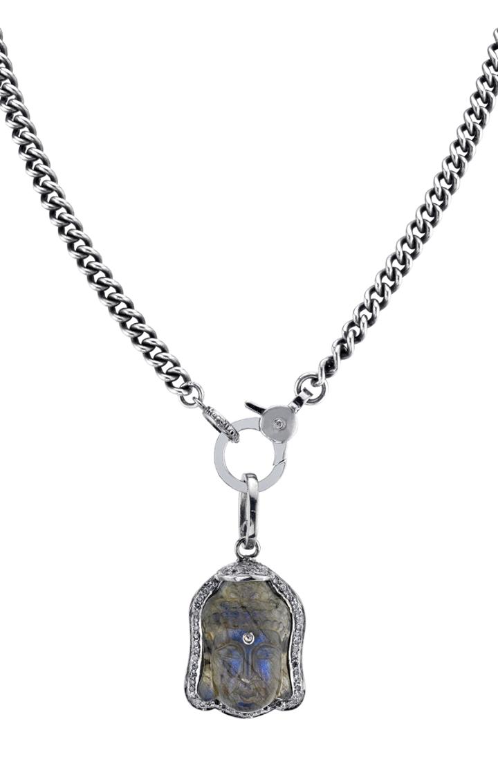 Women's Sheryl Lowe Labradorite Buddah Pendant Necklace