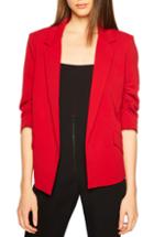 Women's Bardot Ruched Sleeve Blazer - Red