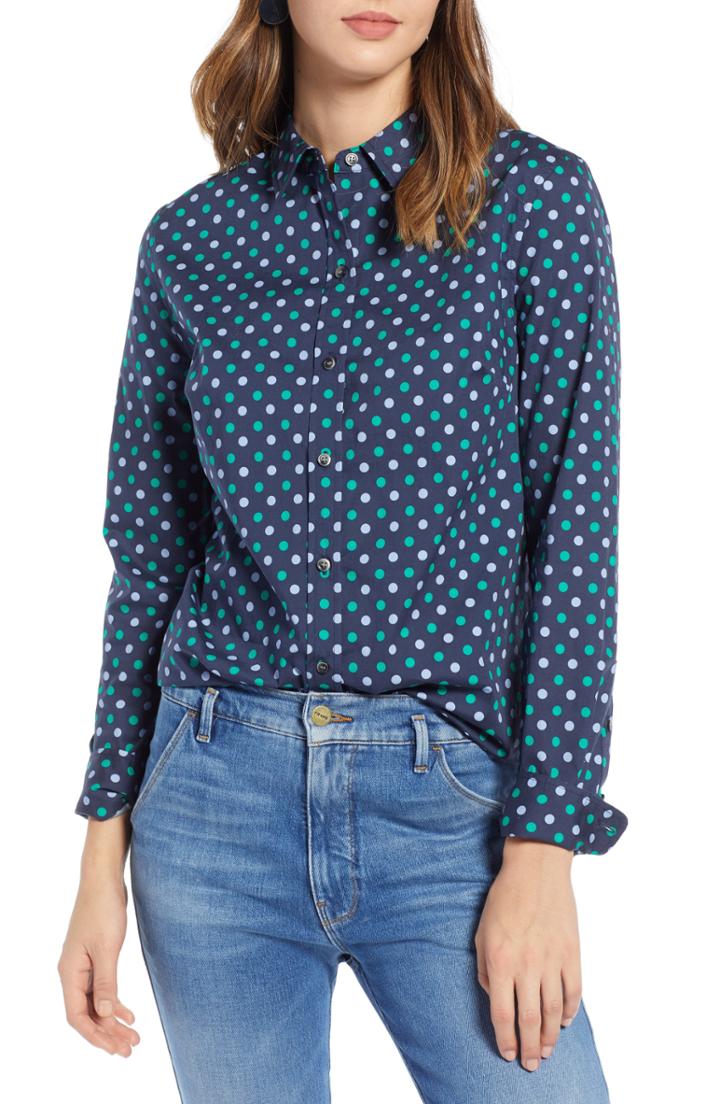Petite Women's 1901 Print Shirt, Size P - Blue