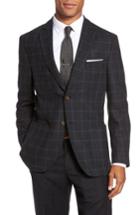 Men's Jkt New York Trim Fit Windowpane Wool Blend Sport Coat R - Grey