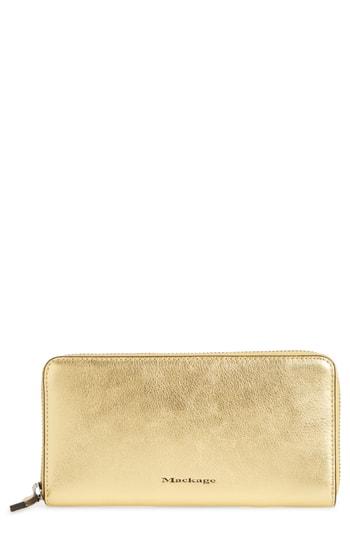 Women's Mackage Duke Zip Around Leather Wallet - Metallic