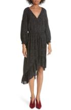 Women's Joie Asymmetrical Dotted Chiffon Dress - Black