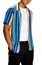 Men's Topman Multi Stripe Shirt - Blue