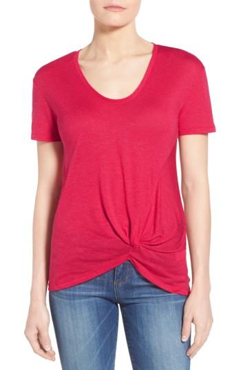 Petite Women's Halogen Knot Front Tee P - Red
