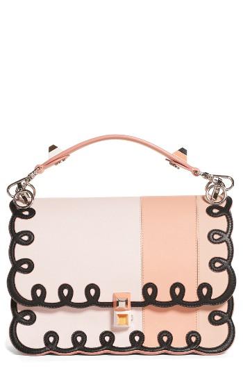 Fendi Kan I Scalloped Stripe Leather Shoulder Bag -