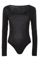 Women's Topshop Boutique Slinky Square Neck Bodysuit Us (fits Like 0-2) - Black